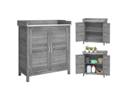 Gartenschrank With Pflanztisch. Wood Geräteschuppen With Verzinkter Arbeitsplatte 2 Regalböden Gray