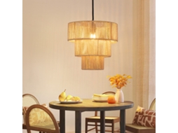 Nettlife Candeeiro Suspenso Mesa De Jantar Suspensão Sala De Estar Suspenso Rattan Boémio Ø35 Cm Suspenso Com 1 Luzesâmpada, 40 W, E27