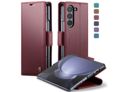Capa Protetora De Couro Para Celular Com Compartimento Para Cartão, Antifurto E Resistente A Quedas.vermelho - Samsung Z Fold7