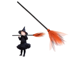 Vassoura de Bruxa Plástica Decorativa Halloween Ajustável S/MARCA