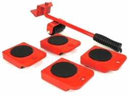 HI Conjunto de rodas para transporte de móveis vermelho e preto