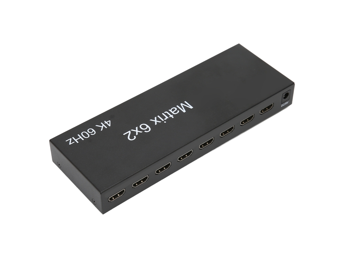 Switcher Hdmi 6x2 Com Suporte 4k 60hz E Controle Remoto