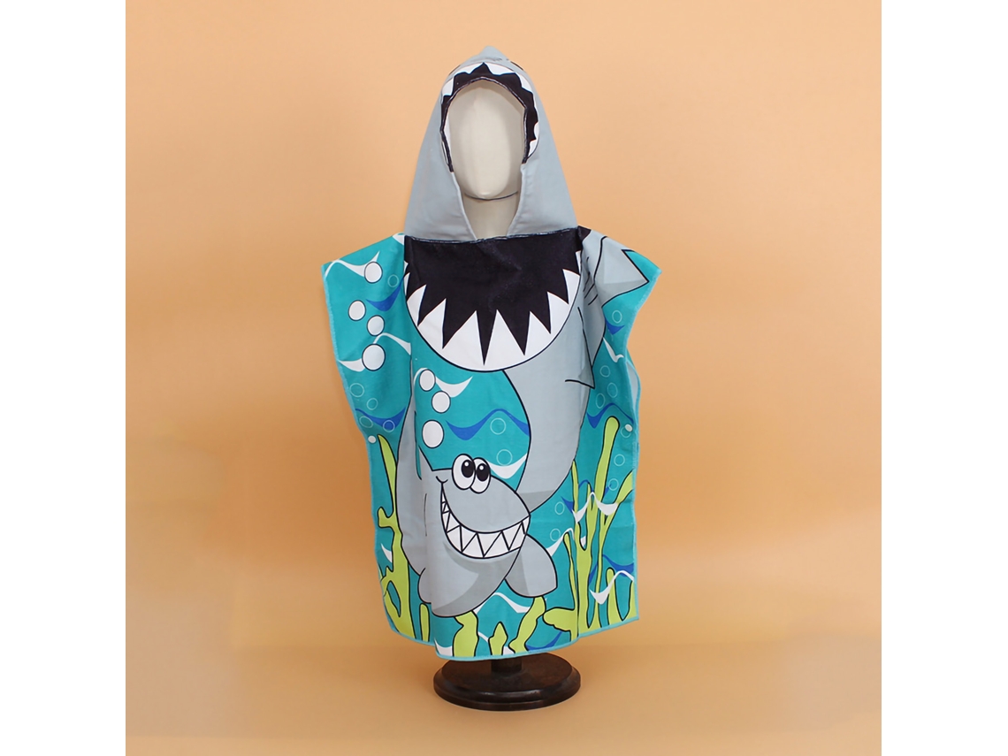 Mali toalha de Banho Infantil com Capuz Fofa Algodão Secagem Rápida Unissex Tubarão 60x120cm