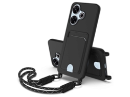 Capa Traseira De Silicone Líquido Com Suporte Para Cartão E Alça Curta Para Xiaomi Redmi 13 5g Xiaomi Redmi Note 13r 5g Poco M6 4g Plus 5g Redmi 13