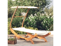 Vidaxl Espreguiçadeira C/ Toldo 100x190x134 Cm Madeira Curva Creme