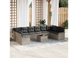 Vidaxl Conjunto De Sofá De Jardim 11 Unid. Cinzento-claro Vime Pe