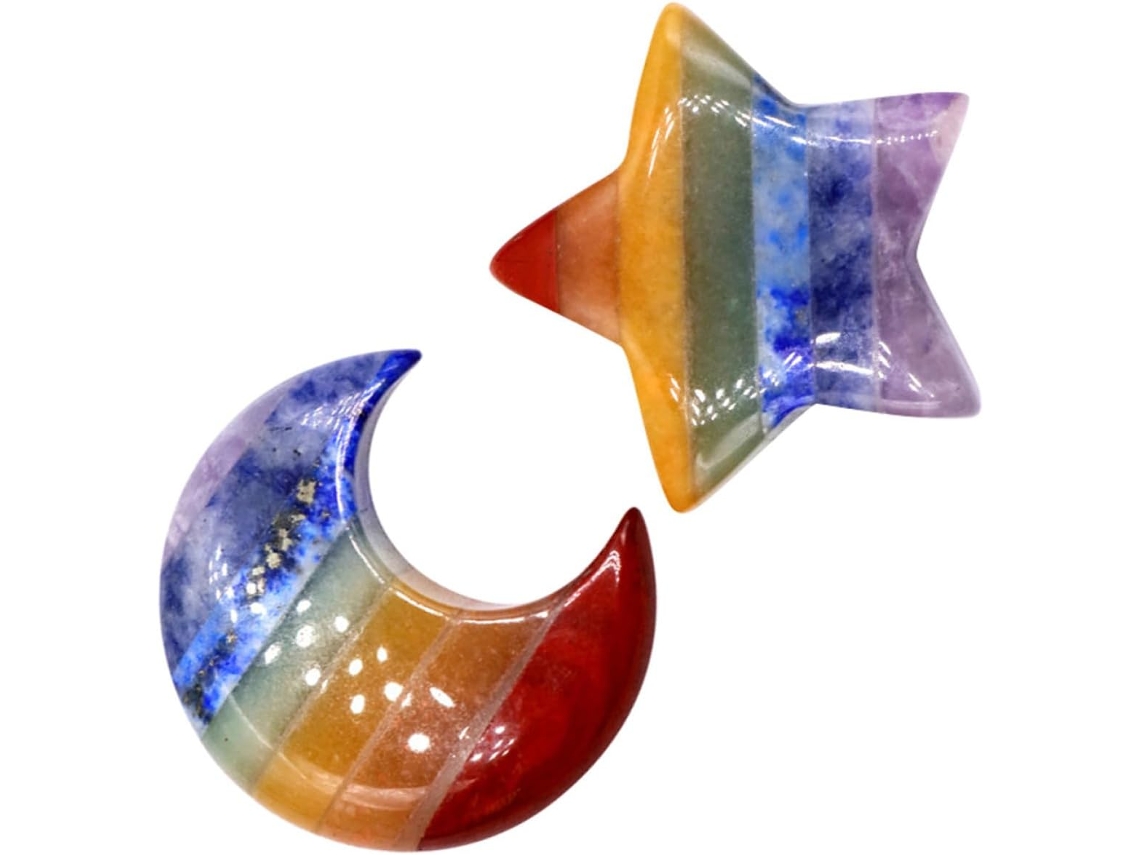 Conjunto Enfeites Pedra Natural Formato Estrela Decoração Delicada Escritório Estilo Elegante Diversas Cores GOKOCO