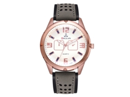 Reloj De Cuarzo Para Hombre Con Correa De Pu, Dial Analógico, Estilo Empresarial, Color Gris
