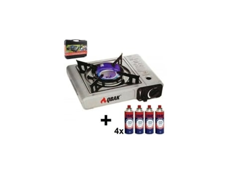 Fogão fogão a gás portátil 1 boca fogão a gás camping + 4 Cartuchos 227gr QBAK