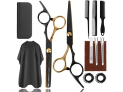 Kit De Tesoura De Corte Cabelo, 13pcs Ferramenta Profissional Para Corte De Cabelo (preto-dourado) Cuich
