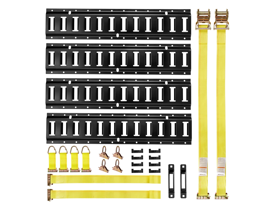 Kit De 4 Trilhos De Fixação E Track De 0,6 M Com 20 Acessórios, Cor Preta Vevor