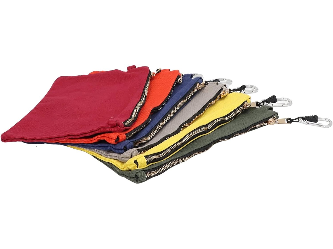Conjunto de 6 bolsas para ferramentas Hilitand em lona com zíper, com mosquetão, organizador em lona de 31 x 19 cm para