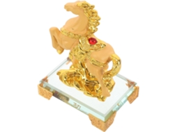 Estatueta Decorativa Cavalo Resina Dourada Estável Ornamento Zodíaco Chinês Decoração Carro Símbolo Sucesso GOKOCO