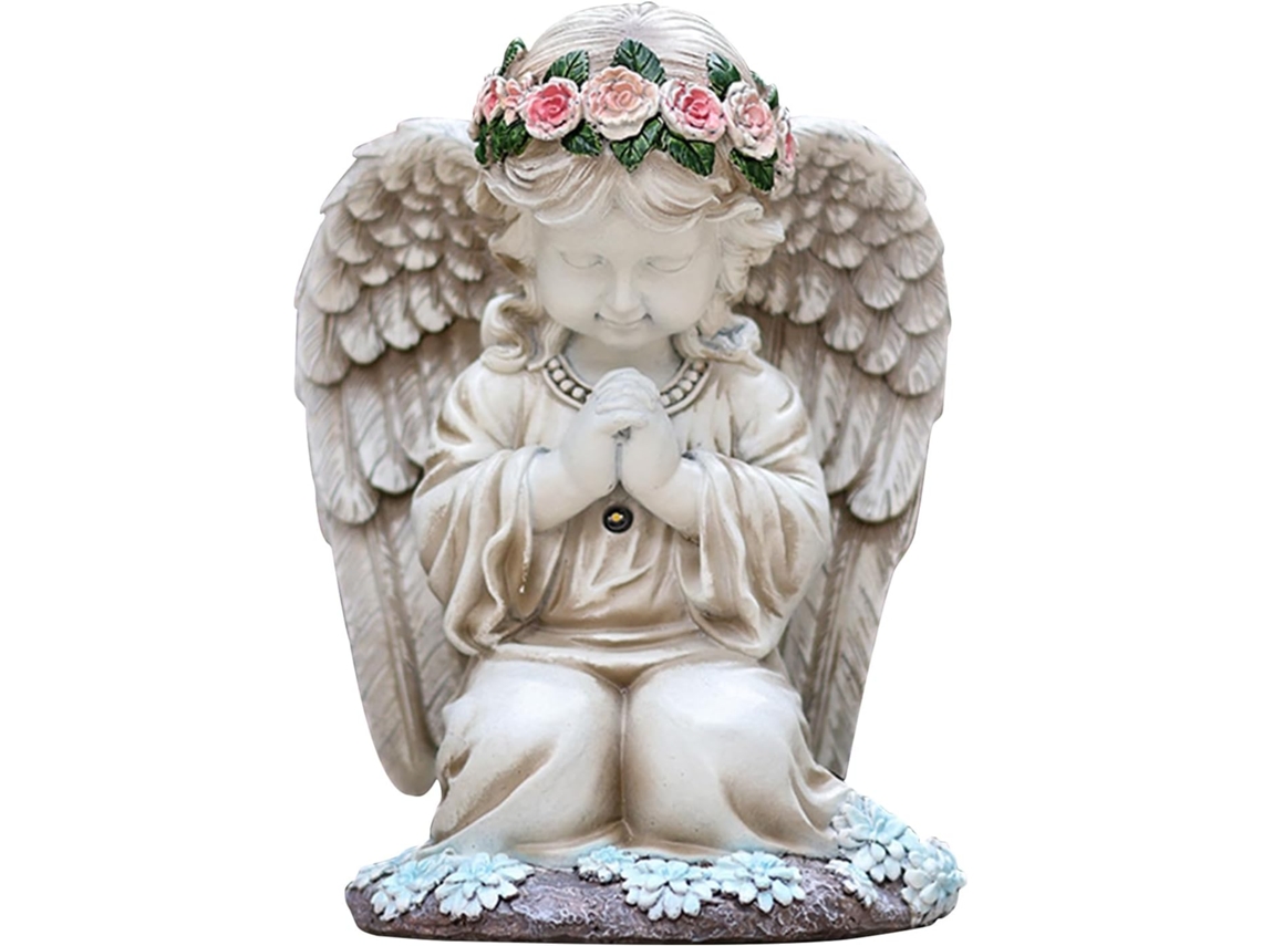 Anjo Solar Genérico, Iluminação em Resina, Estátuas em Oração do Jardim Dos Anjos, Escultura para Exterior em Varanda, CHABERLU