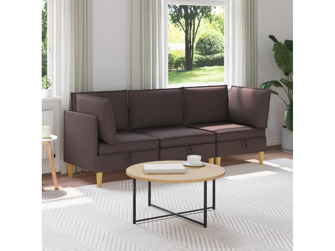Vidaxl Conjunto De Sofá Modular Com Armazenamento 3 Unid. Tecido