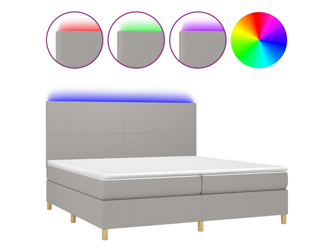 Box Spring Bed, Box Spring Beds Vidaxl Cinzeto Tecido (200 X 200 Cm)
