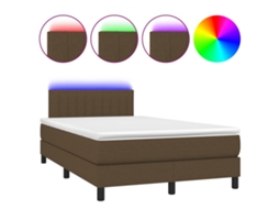 Cama Box Spring com Colchão, led 120x190 cm Tecido Castanho escuro MAISON EXCLUSIVE