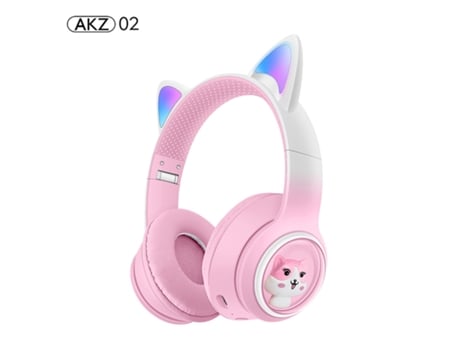 Auriculares Bluetooth 5.3 Supra-auriculares - Compatíveis Com Função De Chamada - Akz02 Rosa Degradê Winlauyet