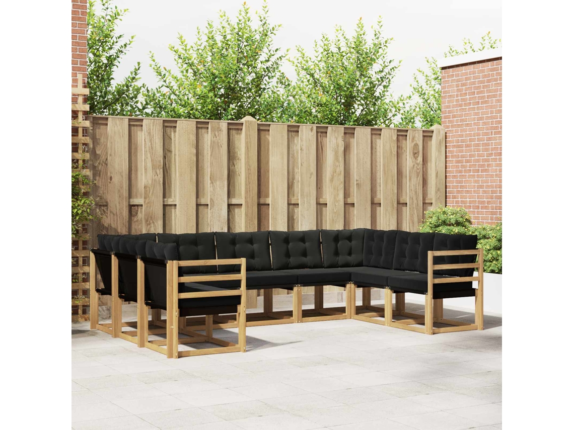 Vidaxl Conjunto De Sofás Para Exterior 9 Unid. Branco E Preto