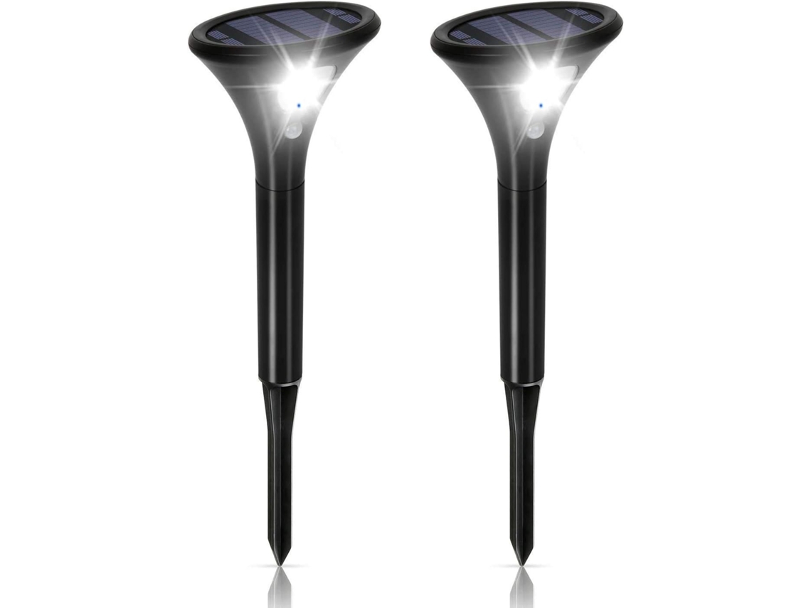 Pack 2 Focos Solares Led Com Sensor Movimento Ip65 Luz De Segurança Branca