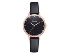 Relógio Feminino de Pulseira de Couro Pu com Estampa Floral e Movimento de Quartzo Branco