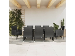 Vidaxl 9 Pcs Conjunto De Jantar Para Jardim Vime Pe E Aço Preto