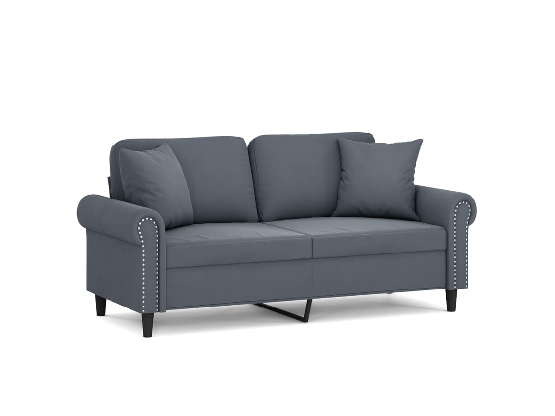 Maison Exclusive - Sofá 2 Lug. C/ Almofadas Decorativas 140 Cm Veludo Cinza-escuro