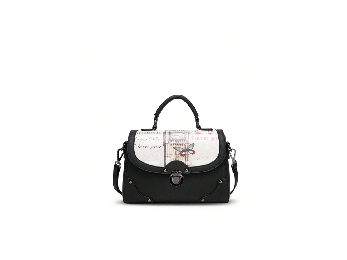 Bolsa Feminina Elegante, Ombro, Tote, Transversal, Durável, Pu Preto AQUAFORGE