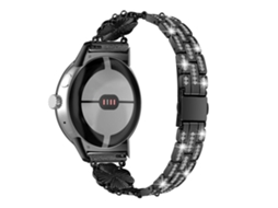 Bracelete de Aço Inoxidável Decoração de Strass para Google Pixel Watch Preto