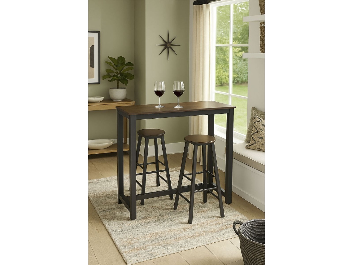 Set Bar De Mesa Alta + 2 Bancos Tycon - Preto