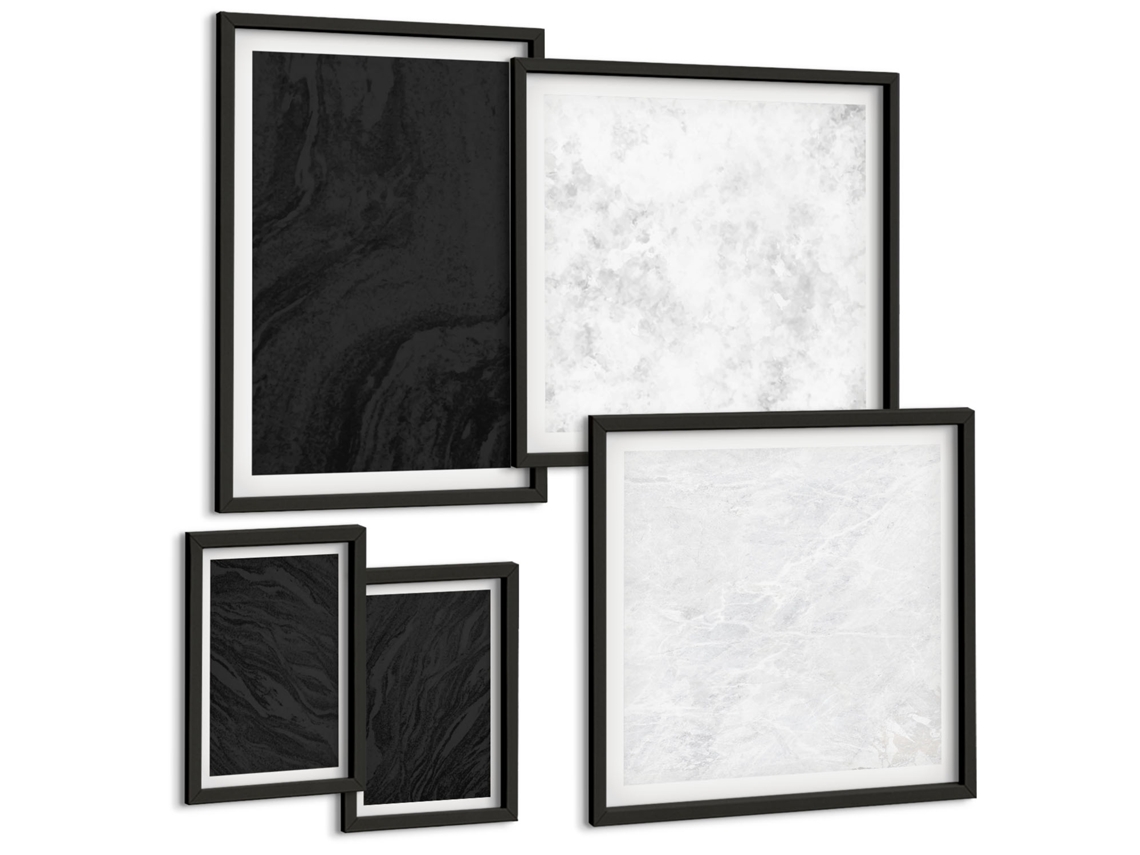 Conjunto De Pinturas Mármores Claros E Escuros Glamour Espelharte (5 Peças)