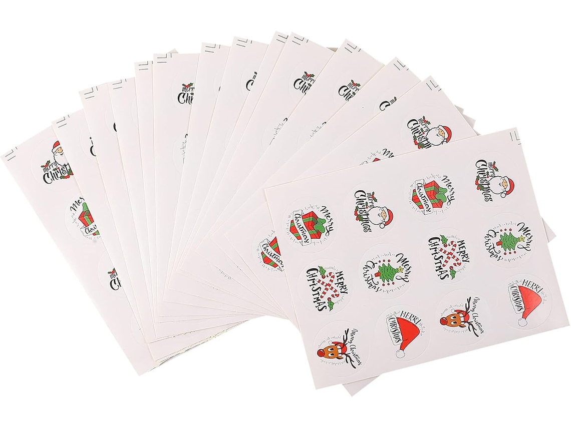 15 Folhas De Etiquetas Autoadesivas De Natal Para Sacolas E Envelopes - Selagem Autoadesiva Clássica