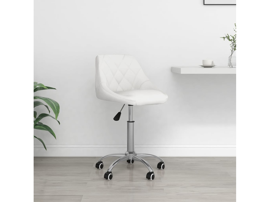 Vidaxl Cadeira De Escritório Giratória Couro Artificial Branco