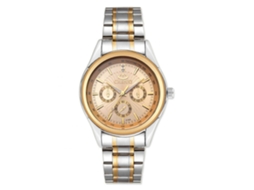 Reloj De Pulsera Para Hombres Empresariales De Acero Con Movimiento De Cuarzo Y Pantalla Analógica Dorado