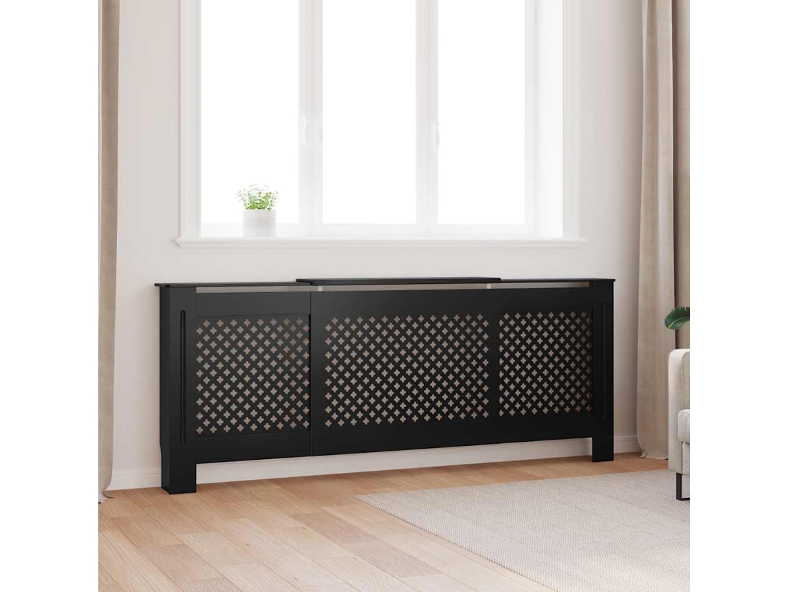 Vidaxl Cobertura De Radiador Mdf 205 Cm Preto