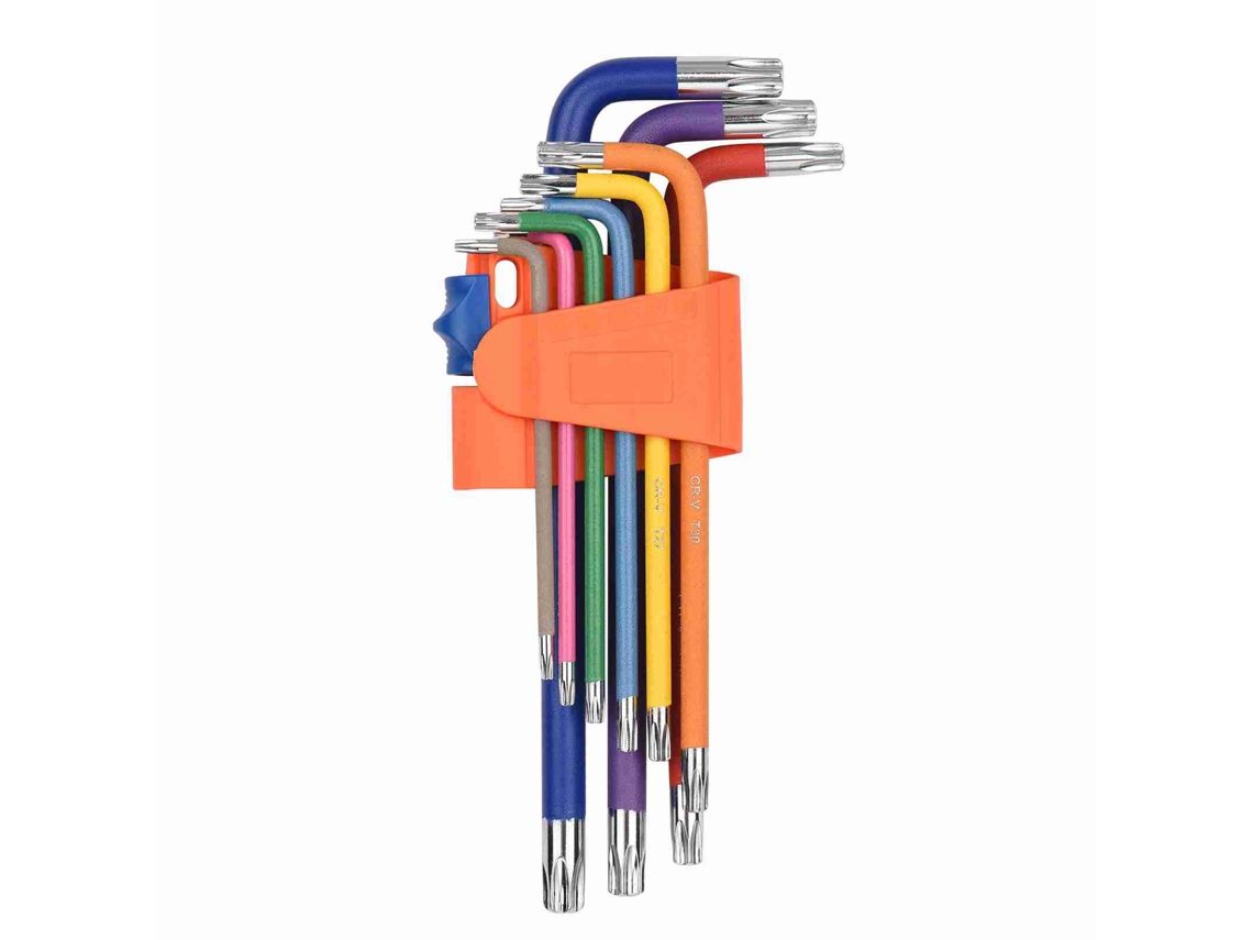 9pcs Conjunto De Chaves Torx De Largo L De Acero Vanadio Industrial Multicolor