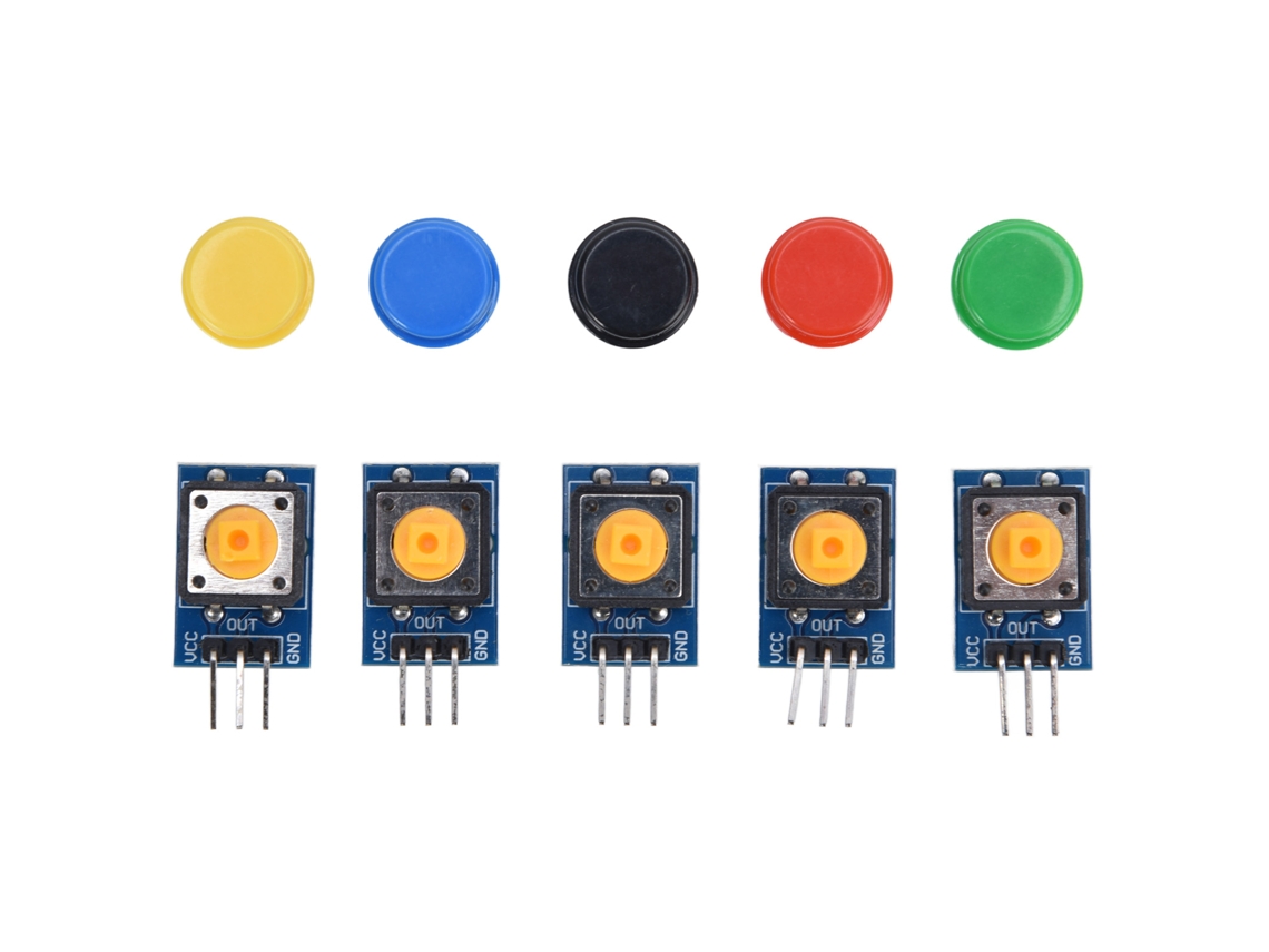 Hkj 5 Peças de Módulo de Botão Interruptor Grande com Capas Coloridas Blocos Eletrônicos
