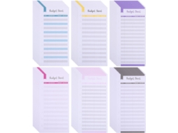 Pacote Com 72 Folhas de Orçamento Genérico Tamanho A6, 6 Furos, 6 Núcleos Ordenados Azul, Amarelo, Roxo, Vermelho, Rosa E