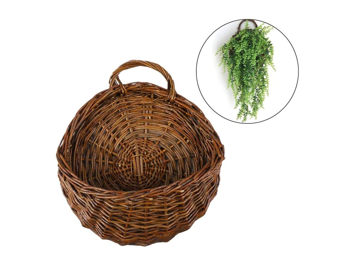 Cesta de Flores Pendente para Parede, Estilo Rural Retrô, Decorativa, Jardim, Casa 25cm S/MARCA