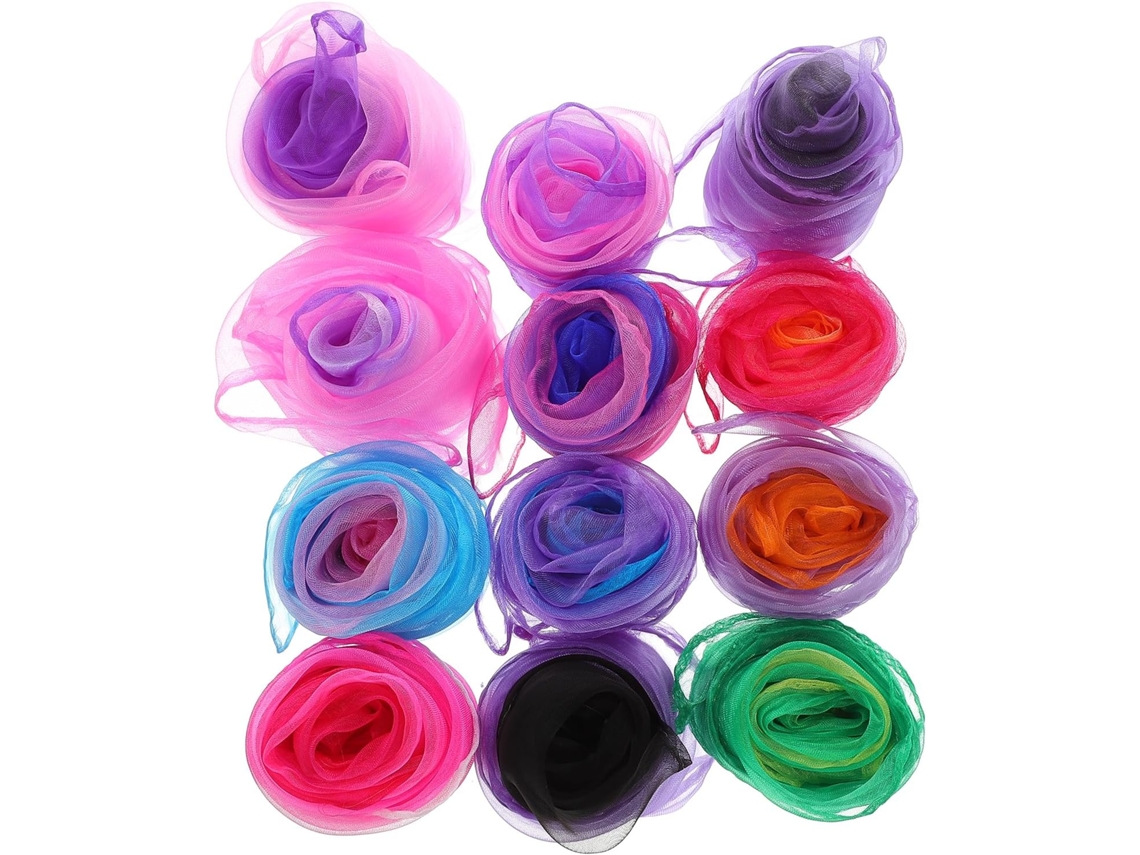Conjunto De 12 Lenços De Dança Para Malabarismo, Para Decoração E Uso, Cores Sortidas.
