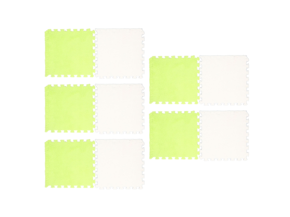10pcs Tapete De Chão Intertraçado De Espuma Macia Anti-derrapante Cortável Verde Fluorescente Branco