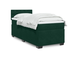 Vidaxl Cama Com Molas/colchão 80x200 Cm Veludo Verde-escuro