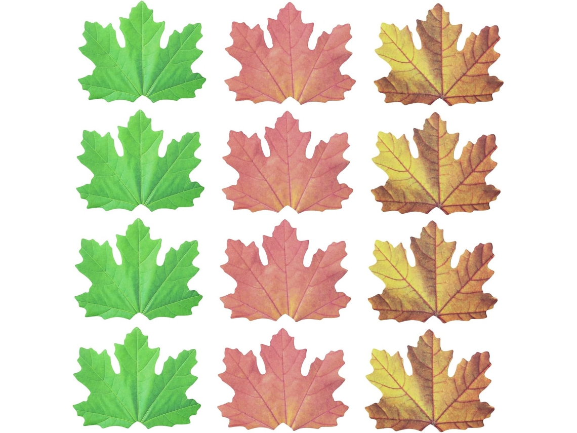 Maple Leaf Sticky Notes, Message Post Tamanho Compacto Em Forma De Folha Para Escritório, Casa Escolar, Engrosse Em Papel Memorando Fáceis De Usar, 12