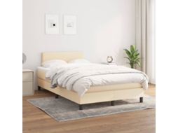 Vidaxl Cama Com Molas/colchão 120x200 Cm Tecido Cor Creme