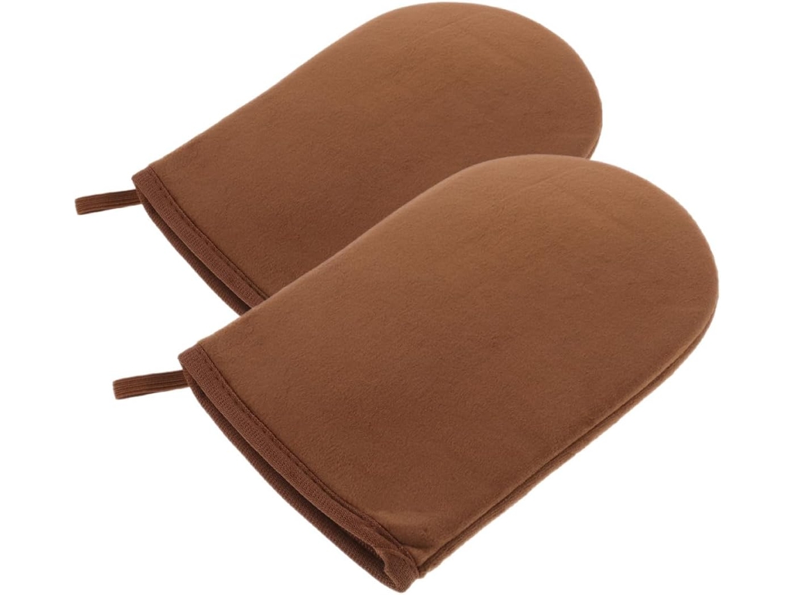 Aplicador de autobronzeador para corpo e rosto, com esponja e película Luvas.