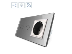 Comutador Táctil 2 Botões + Tomada Frontal + Remoto LEDBOX