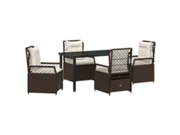 Conjunto 5 De Jantar De Jardim Vidaxl Marrom Rattan Poliéster