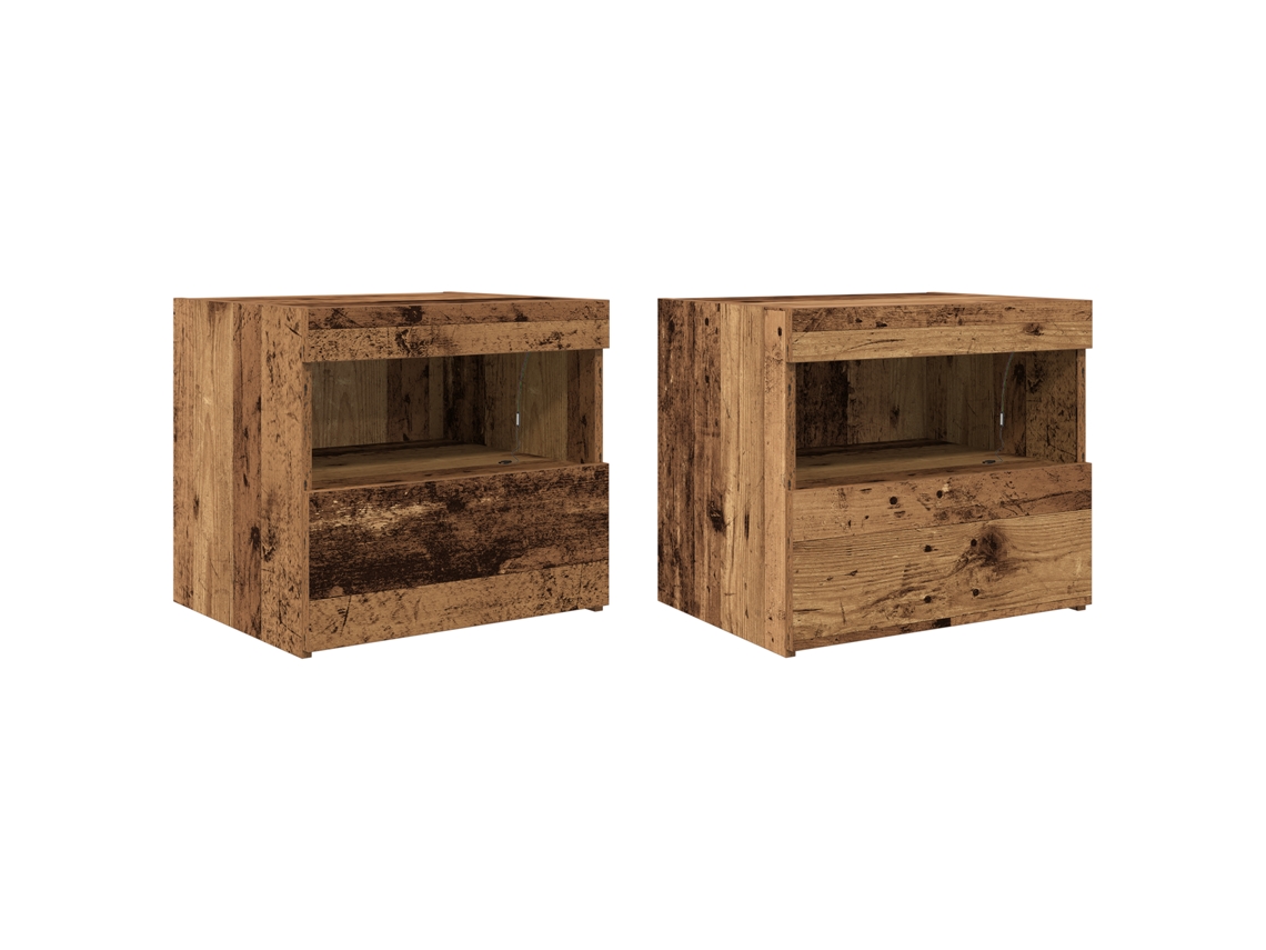 Conjunto 2 Mesa-de-cabeceira Vidaxl Castanho Derivados De Madeira (50 X 40 X 45 Cm)