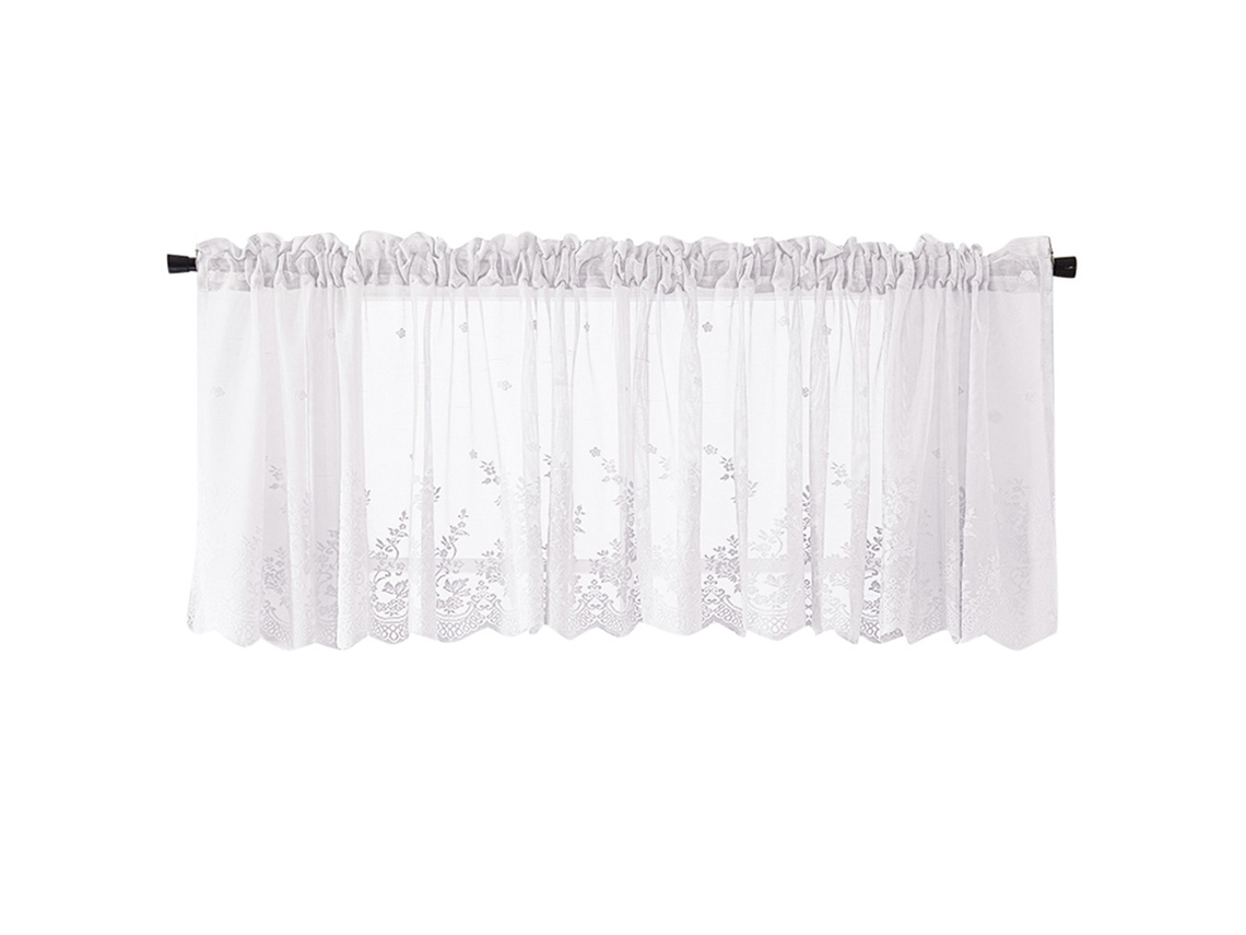 Laxiscreed Cortina Para Cozinha Com Vara Pequena, Leve E Branquinha 130x41 Cm