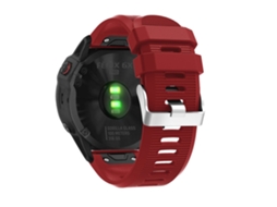 Bracelete Silicone Grão Cruzado para Garmin Fenix 7X/6X Sapphire Gps/6X Pro/6X Gps/5X Gps/5X Plus Vermelho